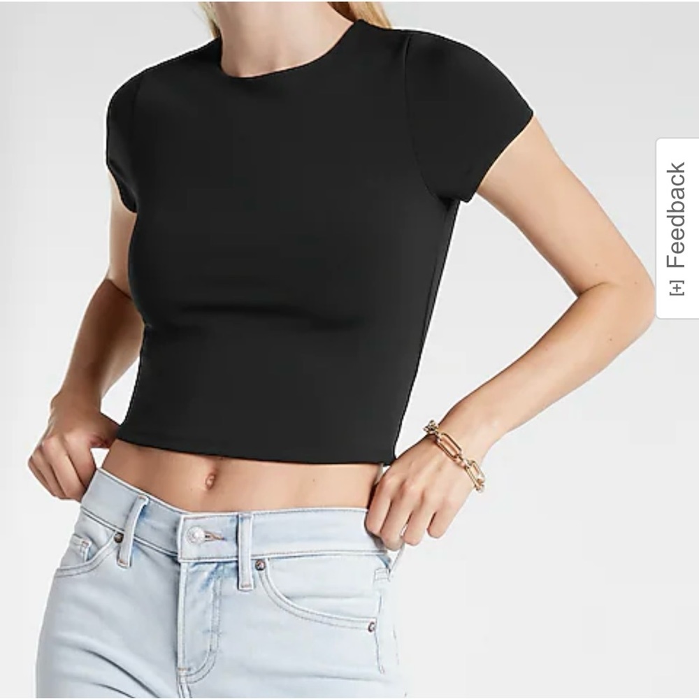Express body contour crop top short sleeves size XS